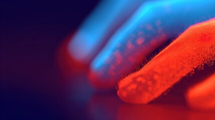 Abstract Digital Art with Illuminated Hand in Vibrant Colors