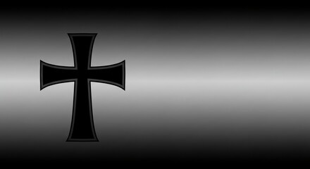 Volkstrauertag banner background, black cross on grey gradient 