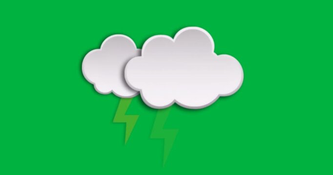 weather icon showing storm clouds with bold lightning bolts for app design transparent background