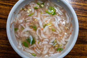 salted fermented shrimps, called saeujeot. a traditional Korean sauce