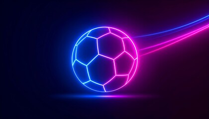 Obraz premium Glowing neon soccer ball in motion