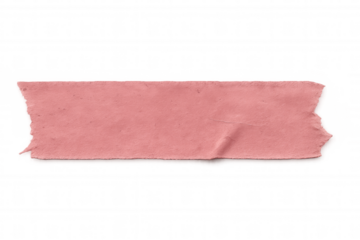Pink paper strip, torn aged adhesive tape element, vintage style textured washi fragment on transparent background