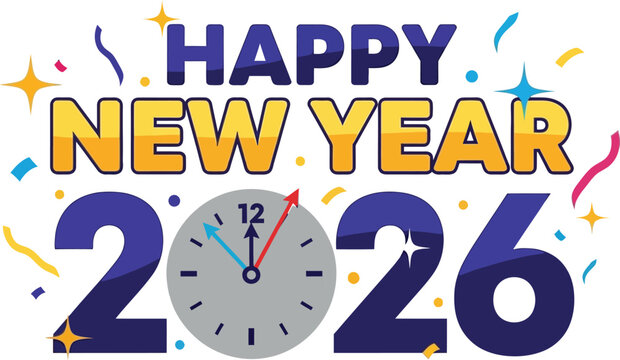 Happy new year 2026 vector illustration celebration design art