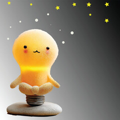 Smiling Star Lightbulb Character