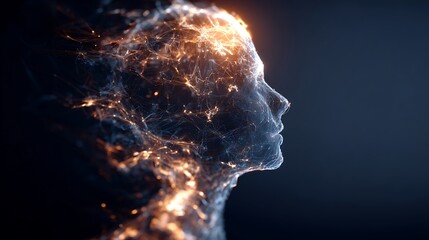 Business Customer Mind Map Surreal Glowing Human Silhouette Core Radiating Into Satisfaction Loyalty Retention Feedback Engagement 