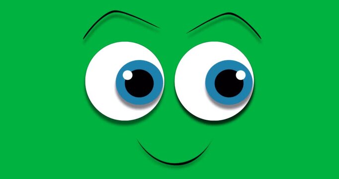Stylized cartoon eyes floating on transparent layer, showcasing technology vision with blue irises