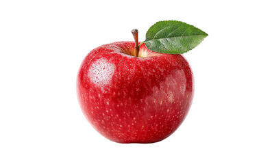 A fresh, shiny red apple with a green leaf offering a healthy snack option.