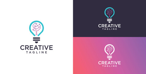 Fototapeta premium Light bulb technology logo icon design