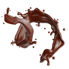 Realistic 3D Floating Chocolate Splash