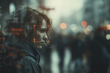 Facial recognition technology enhances security in urban environments. Generative AI.