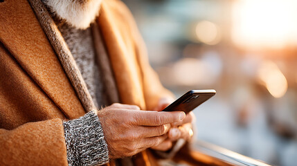 Businessman checking emails on his smartphone during a commute, ideal for mobile productivity, on-the-go work, and tech-savvy professionals.