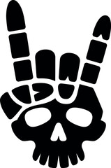 Skull hand gesture rock on symbol graphic design art with element vector