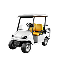 White golf cart with yellow seats