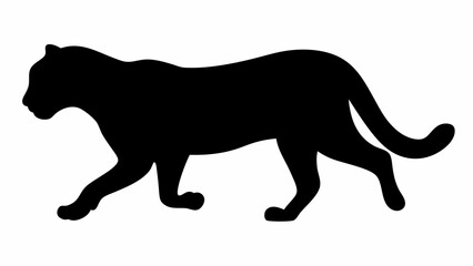 Obraz premium Elegant black panther silhouette walking, powerful and sleek jungle cat profile design element for logos