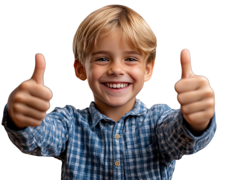 Cheerful smiling kid showing thumbs up