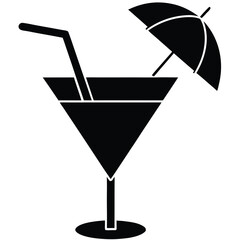 cocktail with umbrella vector icon