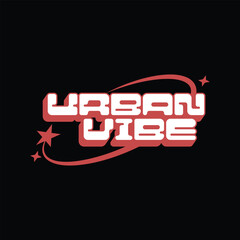 Urban Vibe logo design with red and white color scheme and retro style stars