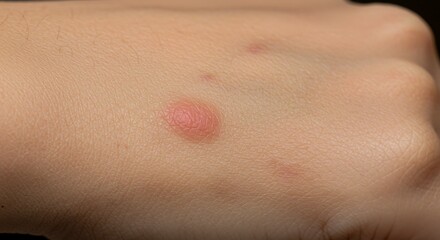 Fototapeta premium Close up view of skin rash on human hand