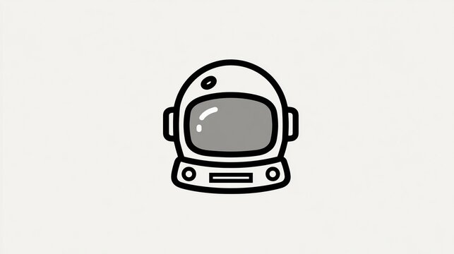 Simple, outlined, white astronaut helmet icon against a light gray background