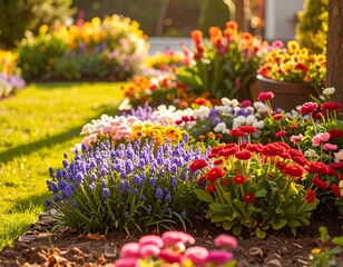 Vibrant spring garden beds