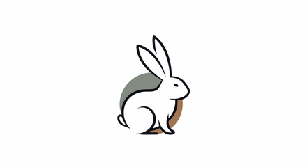 Simple Illustration of a White Rabbit in a Minimalist Environment