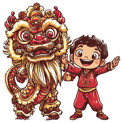 dragon and lion dance, new year, vector, transparent background, festival, asia, culture, carnival, symbol, vintage, pattern, mask, tradition, traditional