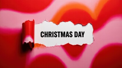 A red and pink background with a white word that says Christmas Day