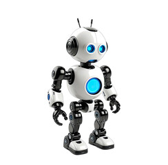 White and black robot, standing pose, futuristic design