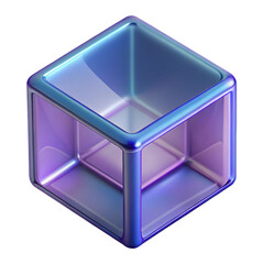 Plastic cube transparent 3D PNG