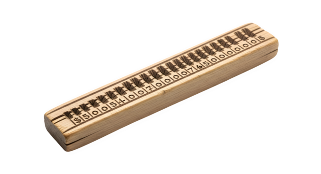 A wooden abacus with numbers isolated on transparent background, showcasing its counting beads and educational tool for mathematical calculations