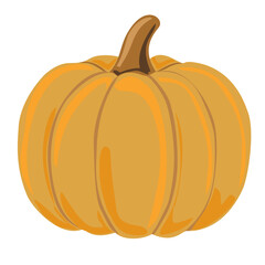 Bright orange pumpkin illustration with stem. Clean vector clipart perfect for autumn, harvest, Halloween, farming, and healthy food themes.