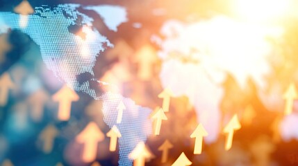 Global Growth Concept with Abstract Arrows and Earth Map Background