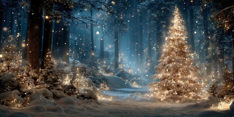 A picture of a large Christmas tree decorated with many lights for Christmas