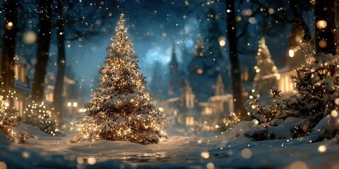 A picture of a large Christmas tree decorated with many lights for Christmas