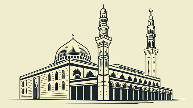 mosque building black and white line art clip art preview