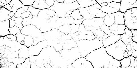 black and white dust and cracked concrete wall Texture pattern design element white background.