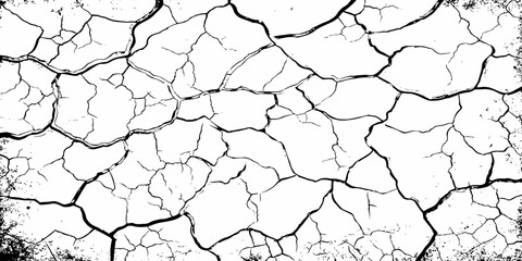 black and white dust and cracked concrete wall Texture pattern design element white background.