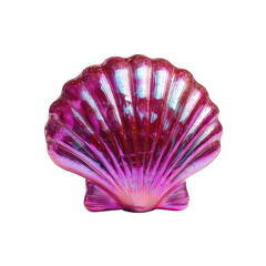 A vibrant, iridescent pink seashell