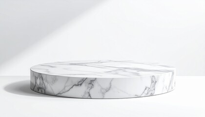 White Marble Podium with Subtle Texture Isolated on White
