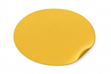 Yellow blank round sticker peeling label with transparent background, copy space for retail sale promotion