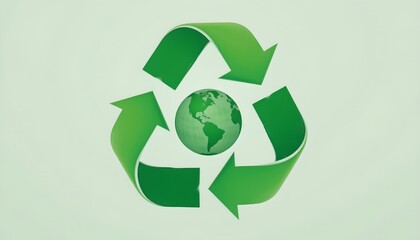 Obraz premium Global Recycling Symbol with Earth Center Illustration