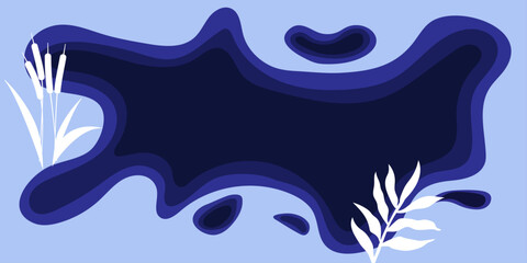 Abstract papercut background in blue colors. Vector Illustration.