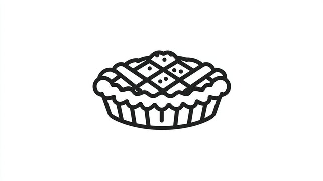 A simple line-art drawing of a lattice-top pie in a fluted crust, presented against a plain white background