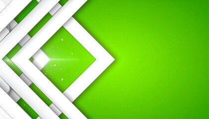 Abstract geometric design with white shapes on lime green background
