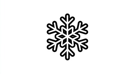A stylized black snowflake icon on a white background, featuring six symmetrical points with intricate, slightly jagged edges.  The lines are bold and consistent