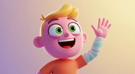 Animated boy waving