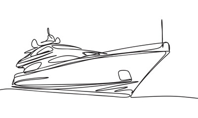 Luxury Yacht in Line Art