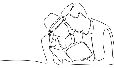 Couple intimacy in line art style