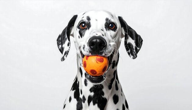 Dalmatian dog with orange ball - Powered by Adobe