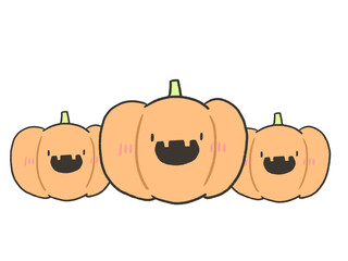 横に並ぶ笑顔のジャックオランタン